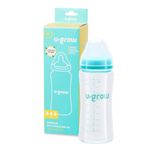 Jucarii, Copii si Bebe - Hrana si alaptare - Biberoane, suzete si accesorii hranire - Biberoane, tetine si accesorii - Biberon de sticla 260 ml+2 tetine extra, U-Grow - Infinity.ro