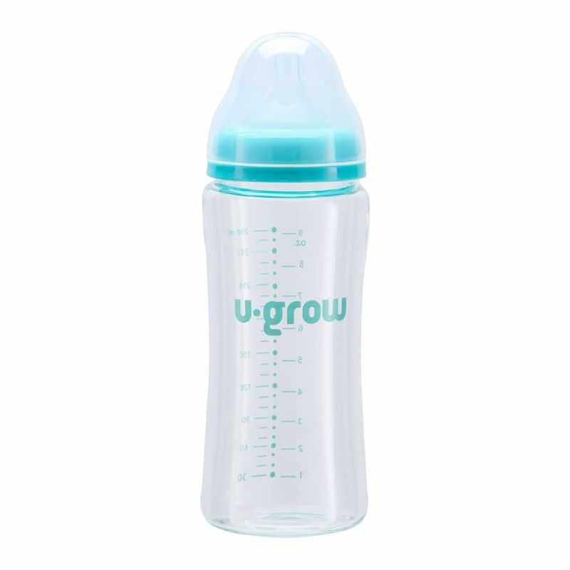 Jucarii, Copii si Bebe - Hrana si alaptare - Biberoane, suzete si accesorii hranire - Biberoane, tetine si accesorii - Biberon de sticla 260 ml+2 tetine extra, U-Grow - Infinity.ro