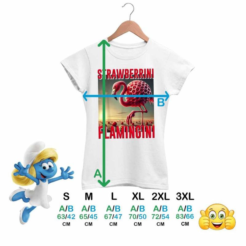 Fashion, accesorii si bijuterii - Femei - Imbracaminte femei - Tricouri si topuri femei - Tricou Femei Strawberrini Flamingini Brainrot, alb, marime 3XL - Infinity.ro