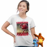 Fashion, accesorii si bijuterii - Femei - Imbracaminte femei - Tricouri si topuri femei - Tricou Femei Strawberrini Flamingini Brainrot, alb, marime 3XL - Infinity.ro