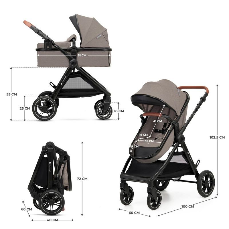 Jucarii, Copii si Bebe - Carucioare si articole de transport - Carucioare - Carucioare sport - Carucior Kinderkraft Esme Pro, 3 in 1, Sand Beige - Infinity.ro