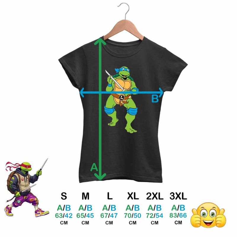 Fashion, accesorii si bijuterii - Femei - Imbracaminte femei - Tricouri si topuri femei - Tricou Femei Testoasele Ninja Leonardo Sabii, negru, marime 3XL - Infinity.ro