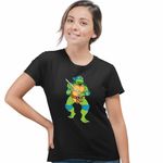 Fashion, accesorii si bijuterii - Femei - Imbracaminte femei - Tricouri si topuri femei - Tricou Femei Testoasele Ninja Leonardo Sabii, negru, marime 3XL - Infinity.ro
