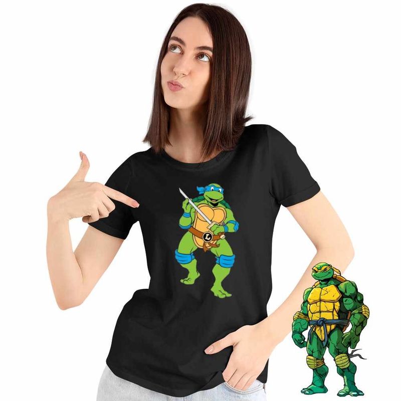 Fashion, accesorii si bijuterii - Femei - Imbracaminte femei - Tricouri si topuri femei - Tricou Femei Testoasele Ninja Leonardo Sabii, negru, marime 3XL - Infinity.ro