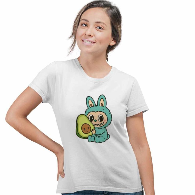 Fashion, accesorii si bijuterii - Femei - Imbracaminte femei - Tricouri si topuri femei - Tricou Femei Labubu Avocado, alb, marime XL - Infinity.ro