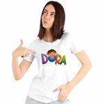 Fashion, accesorii si bijuterii - Femei - Imbracaminte femei - Tricouri si topuri femei - Tricou Femei Desene Animate Dora Exploratoarea Explorer, alb, marime L - Infinity.ro