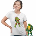 Fashion, accesorii si bijuterii - Femei - Imbracaminte femei - Tricouri si topuri femei - Tricou Femei Testoasele Ninja Rafael Raphael Rafaelo Cutite, alb, marime S - Infinity.ro
