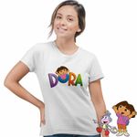 Fashion, accesorii si bijuterii - Femei - Imbracaminte femei - Tricouri si topuri femei - Tricou Femei Desene Animate Dora Exploratoarea Explorer, alb, marime L - Infinity.ro