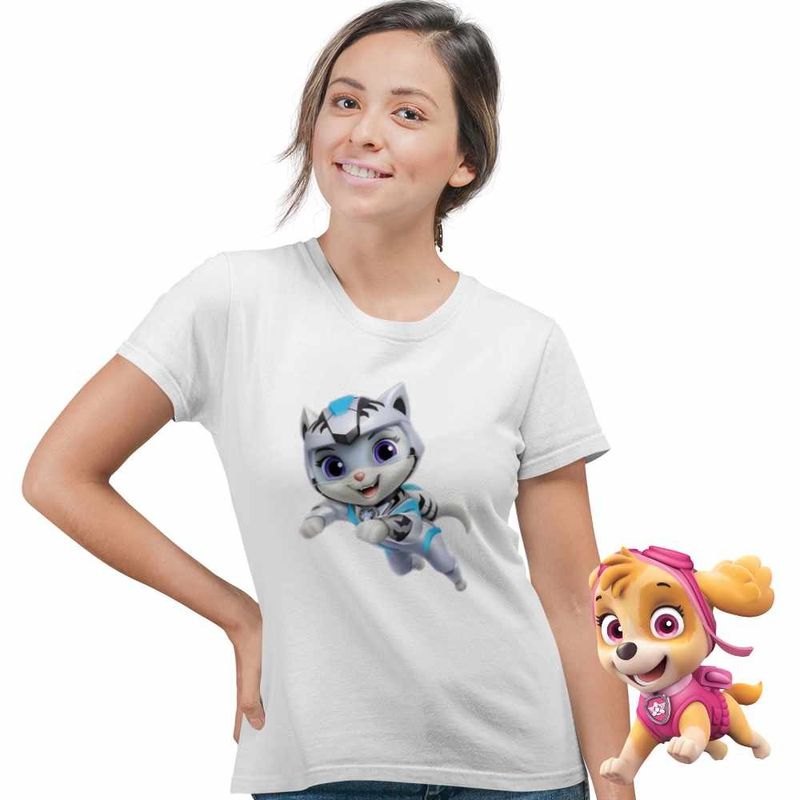 Fashion, accesorii si bijuterii - Femei - Imbracaminte femei - Tricouri si topuri femei - Tricou Femei Paw Patrol Cat Pack Rory Patrula Catelusilor, alb, marime M - Infinity.ro