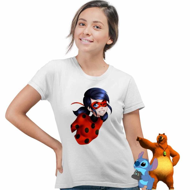 Fashion, accesorii si bijuterii - Femei - Imbracaminte femei - Tricouri si topuri femei - Tricou Femei Miraculos Buburuza Marinette Ladybug Miraculous, alb, marime XL - Infinity.ro