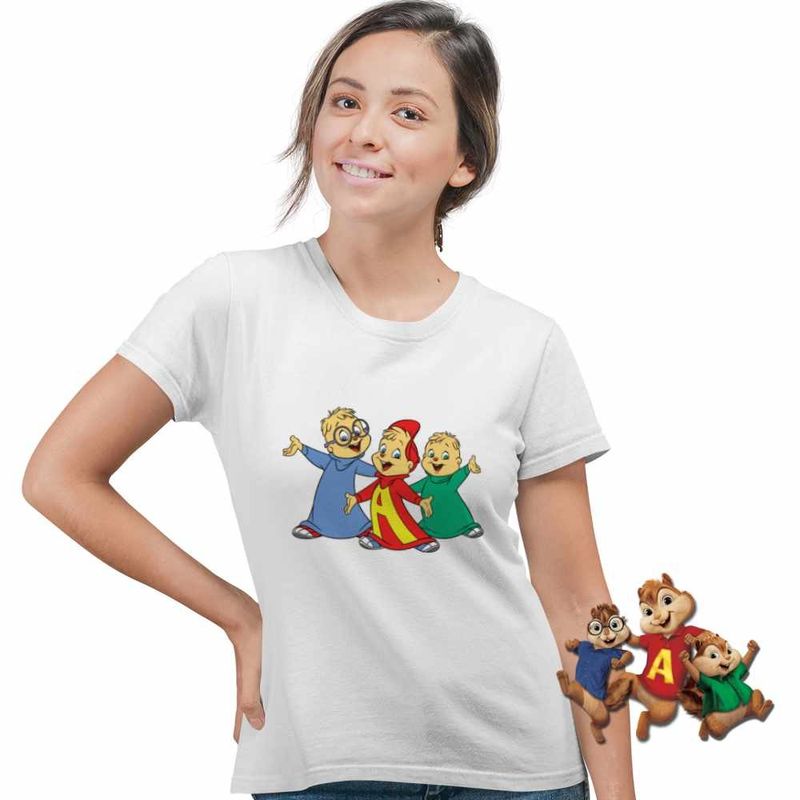 Fashion, accesorii si bijuterii - Femei - Imbracaminte femei - Tricouri si topuri femei - Tricou Femei Alvin Aventuri Alvinnn Veveritele, alb, marime L - Infinity.ro