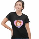 Fashion, accesorii si bijuterii - Femei - Imbracaminte femei - Tricouri si topuri femei - Tricou Femei Sofia Intai Inima Desene, negru, marime S - Infinity.ro