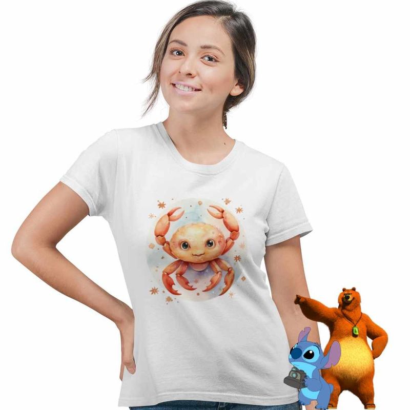 Fashion, accesorii si bijuterii - Femei - Imbracaminte femei - Tricouri si topuri femei - Tricou Femei Rac Baby Zodiac Horoscop Cancer Astrologie, alb, marime S - Infinity.ro
