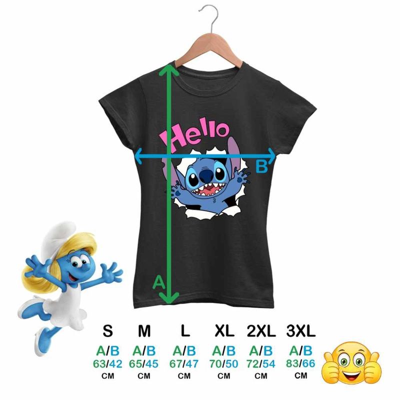 Fashion, accesorii si bijuterii - Femei - Imbracaminte femei - Tricouri si topuri femei - Tricou Femei Stitch Hello, negru, marime L - Infinity.ro