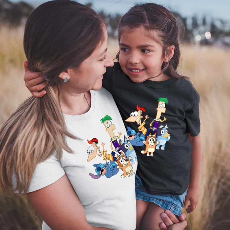 Fashion, accesorii si bijuterii - Femei - Imbracaminte femei - Tricouri si topuri femei - Tricou Femei Phineas Ferb Stitch Bluey Bingo Blue, negru, marime 3XL - Infinity.ro