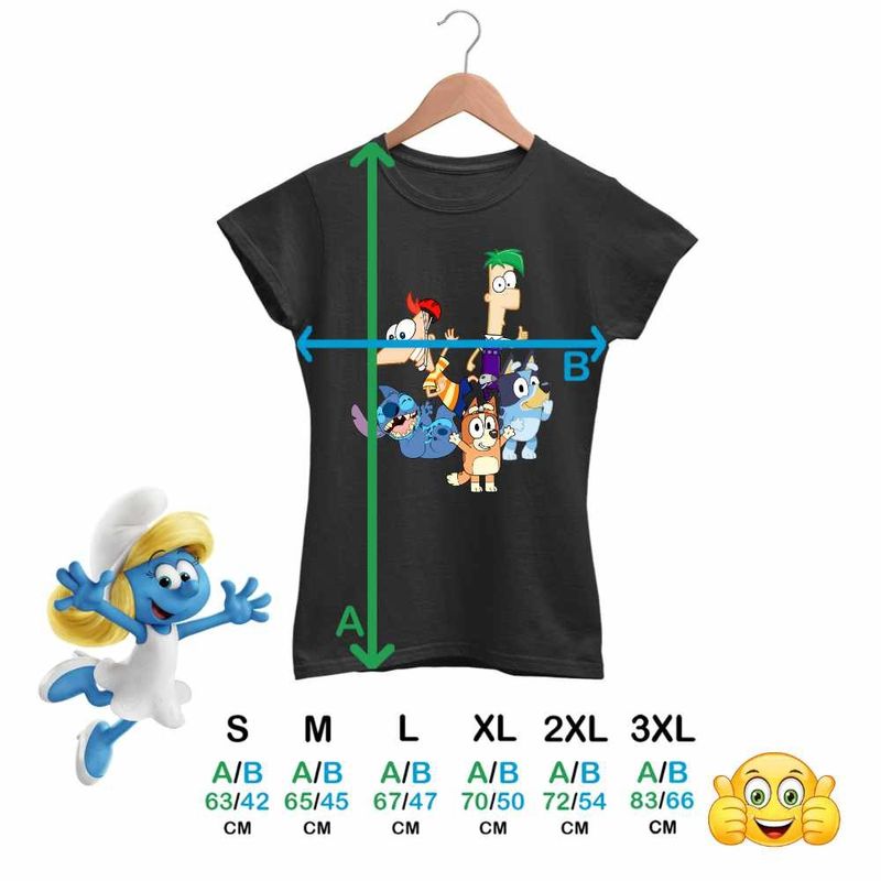 Fashion, accesorii si bijuterii - Femei - Imbracaminte femei - Tricouri si topuri femei - Tricou Femei Phineas Ferb Stitch Bluey Bingo Blue, negru, marime 3XL - Infinity.ro