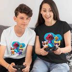 Fashion, accesorii si bijuterii - Femei - Imbracaminte femei - Tricouri si topuri femei - Tricou Femei Super Pisicute Ghem Sclipi Ariel Mica Sirena, alb, marime S - Infinity.ro