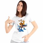 Fashion, accesorii si bijuterii - Femei - Imbracaminte femei - Tricouri si topuri femei - Tricou Femei Tigger Tralalero Tralala Stitch Tigru Rechin, alb, marime S - Infinity.ro