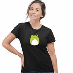 Fashion, accesorii si bijuterii - Femei - Imbracaminte femei - Tricouri si topuri femei - Tricou Femei Squish mallows Broscuta Broasca, negru, marime M - Infinity.ro