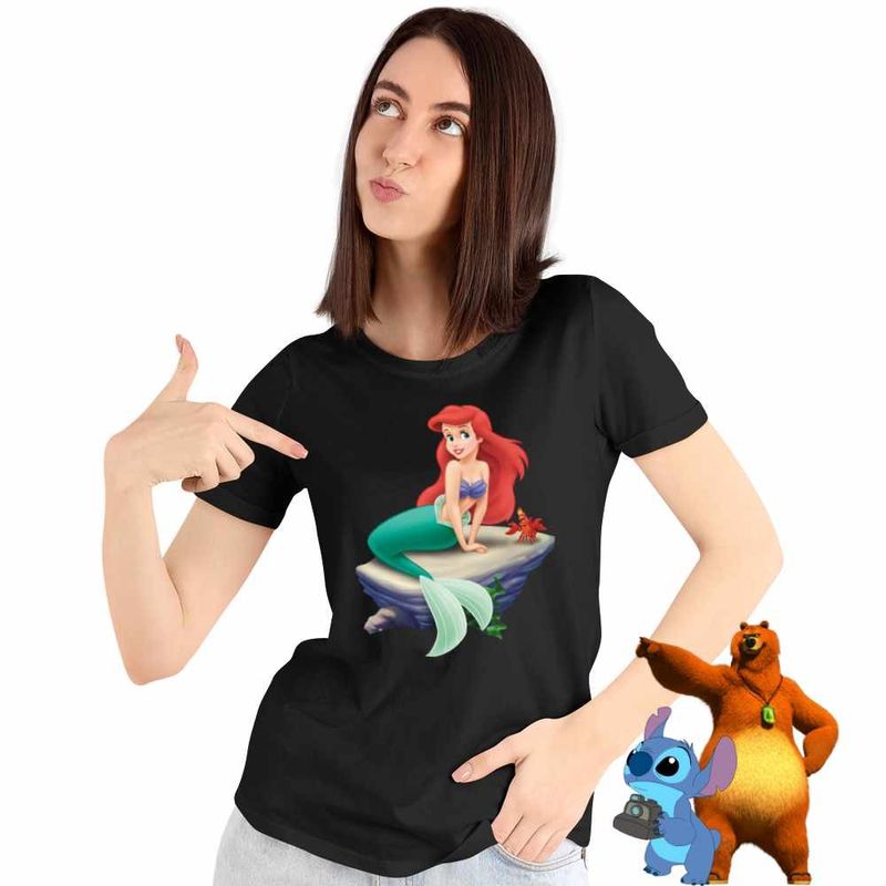 Fashion, accesorii si bijuterii - Femei - Imbracaminte femei - Tricouri si topuri femei - Tricou Femei Ariel Stanca Sebastian Little Mermaid, negru, marime XL - Infinity.ro