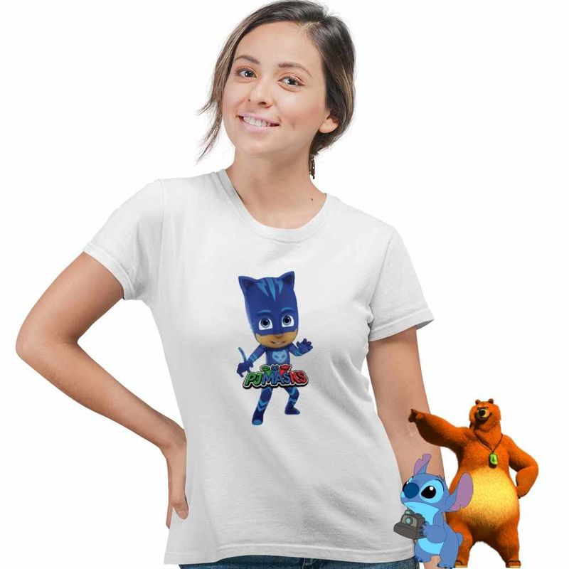 Fashion, accesorii si bijuterii - Femei - Imbracaminte femei - Tricouri si topuri femei - Tricou Femei Pj Masks Catboy Eroii Pijama, alb, marime XL - Infinity.ro