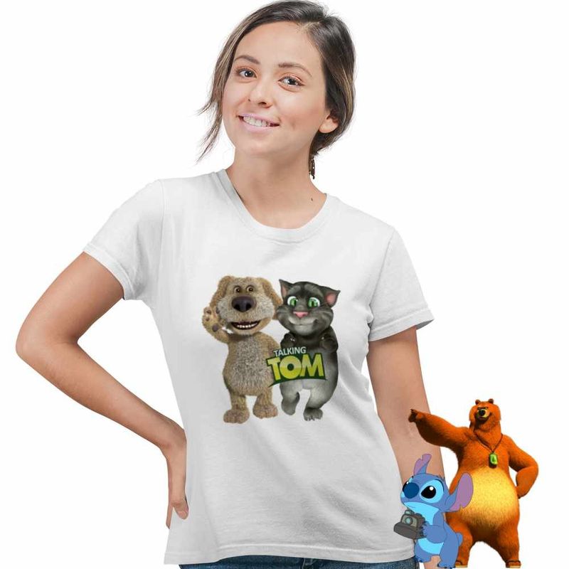 Fashion, accesorii si bijuterii - Femei - Imbracaminte femei - Tricouri si topuri femei - Tricou Femei Ben Talking Tom Best Friends, alb, marime S - Infinity.ro