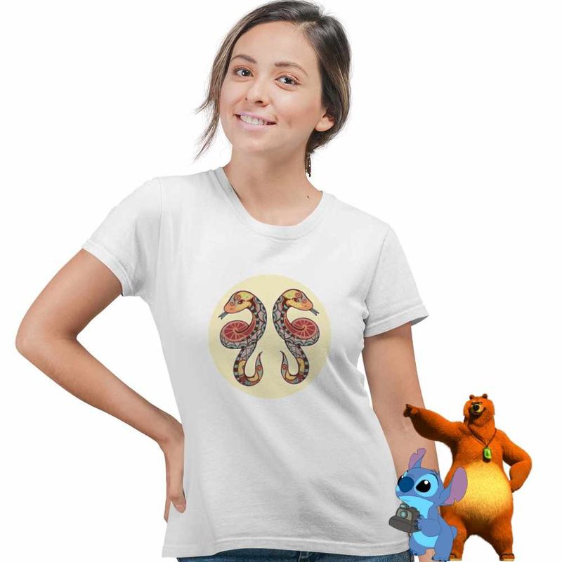 Fashion, accesorii si bijuterii - Femei - Imbracaminte femei - Tricouri si topuri femei - Tricou Femei Gemeni Zodiac Horoscop Gemini Mandala Astrologie Serpi, alb, marime L - Infinity.ro