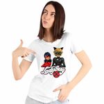 Fashion, accesorii si bijuterii - Femei - Imbracaminte femei - Tricouri si topuri femei - Tricou Femei Miraculos Buburuza Motanul Noir, alb, marime L - Infinity.ro