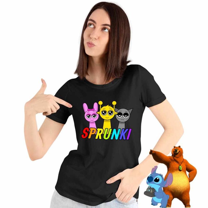Fashion, accesorii si bijuterii - Femei - Imbracaminte femei - Tricouri si topuri femei - Tricou Femei Sprunki Music Game, negru, marime M - Infinity.ro