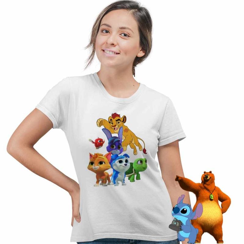Fashion, accesorii si bijuterii - Femei - Imbracaminte femei - Tricouri si topuri femei - Tricou Femei Robogobo Kion Garda Felina, alb, marime M - Infinity.ro