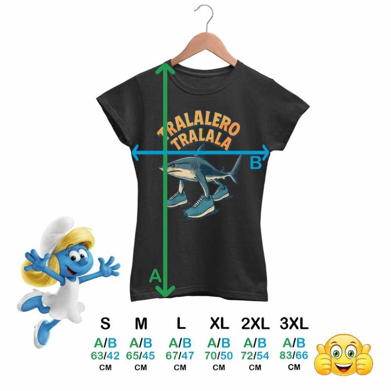 Fashion, accesorii si bijuterii - Femei - Imbracaminte femei - Tricouri si topuri femei - Tricou Femei Tralalero Tralala Shark Italian Meme Brainrot Brain Rot, negru, marime L - Infinity.ro