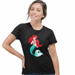 Fashion, accesorii si bijuterii - Femei - Imbracaminte femei - Tricouri si topuri femei - Tricou Femei Little Mermaid Ariel Printesa, negru, marime 3XL - Infinity.ro