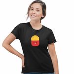 Fashion, accesorii si bijuterii - Femei - Imbracaminte femei - Tricouri si topuri femei - Tricou Femei Squishmallows Cartofi Prajiti, negru, marime S - Infinity.ro