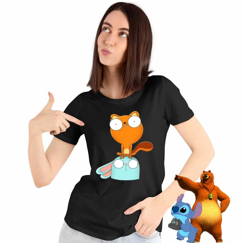 Fashion, accesorii si bijuterii - Femei - Imbracaminte femei - Tricouri si topuri femei - Tricou Femei Kiff Barry Veverita Iepure, negru, marime XL - Infinity.ro