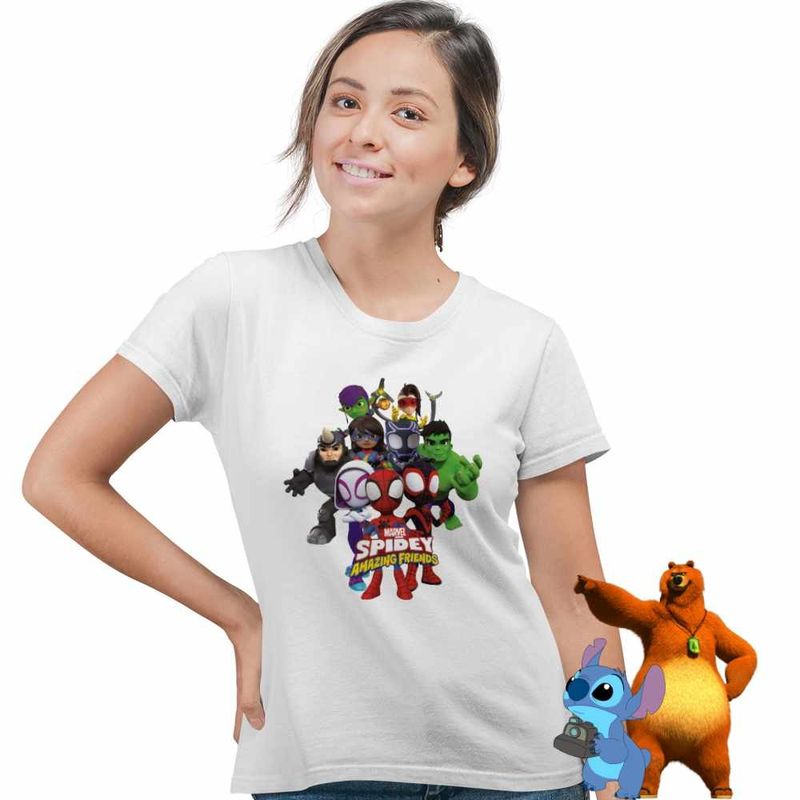 Fashion, accesorii si bijuterii - Femei - Imbracaminte femei - Tricouri si topuri femei - Tricou Femei Paienjenelul Marvel si prietenii lui uimitori, alb, marime 3XL - Infinity.ro