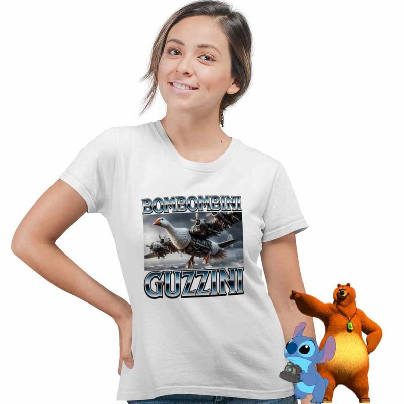 Fashion, accesorii si bijuterii - Femei - Imbracaminte femei - Tricouri si topuri femei - Tricou Femei Bombombini Guzzini Italian Meme Brainrot Brain Rot, alb, marime S - Infinity.ro