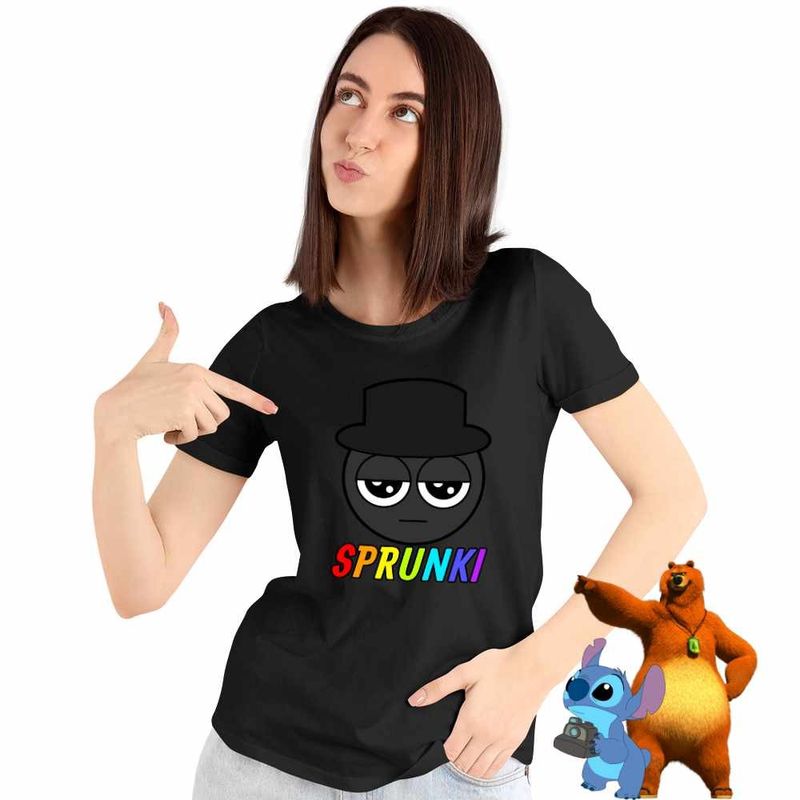 Fashion, accesorii si bijuterii - Femei - Imbracaminte femei - Tricouri si topuri femei - Tricou Femei Sprunki Black Music Game, negru, marime XL - Infinity.ro