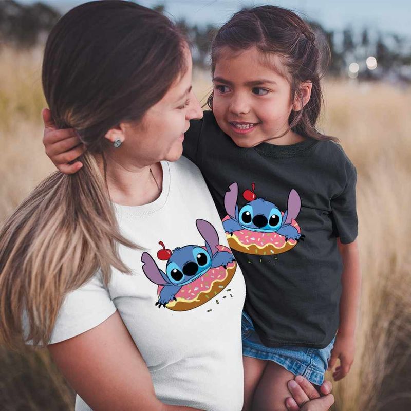 Fashion, accesorii si bijuterii - Femei - Imbracaminte femei - Tricouri si topuri femei - Tricou Femei Stitch Donut Gogoasa, negru, marime 3XL - Infinity.ro