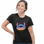 Fashion, accesorii si bijuterii - Femei - Imbracaminte femei - Tricouri si topuri femei - Tricou Femei Stitch Donut Gogoasa, negru, marime 3XL - Infinity.ro