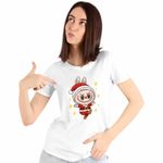 Fashion, accesorii si bijuterii - Femei - Imbracaminte femei - Tricouri si topuri femei - Tricou Femei Labubu Mos Craciun, alb, marime M - Infinity.ro