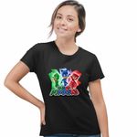 Fashion, accesorii si bijuterii - Femei - Imbracaminte femei - Tricouri si topuri femei - Tricou Femei Eroii in Pijama PJ Masks Action, negru, marime S - Infinity.ro
