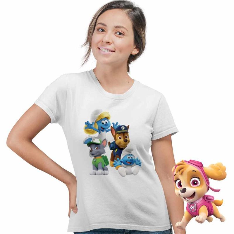 Fashion, accesorii si bijuterii - Femei - Imbracaminte femei - Tricouri si topuri femei - Tricou Femei Paw Patrol Strumfii Strumfita Baby Stumf, alb, marime S - Infinity.ro