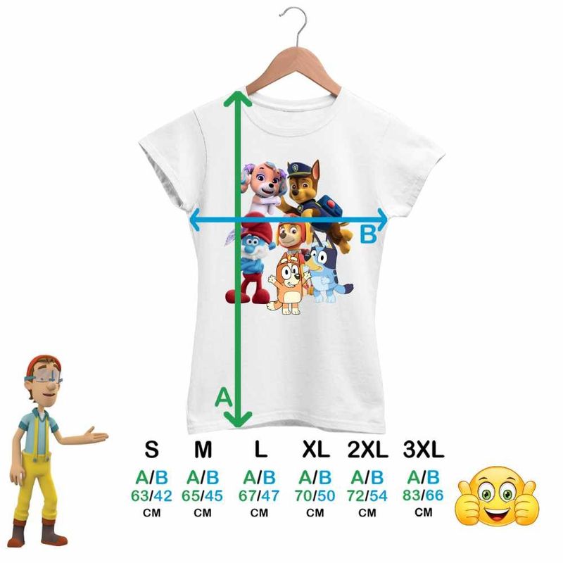 Fashion, accesorii si bijuterii - Femei - Imbracaminte femei - Tricouri si topuri femei - Tricou Femei Paw Patrol Bluey Blue Bingo Papa Strumf Sirena Coral, alb, marime S - Infinity.ro
