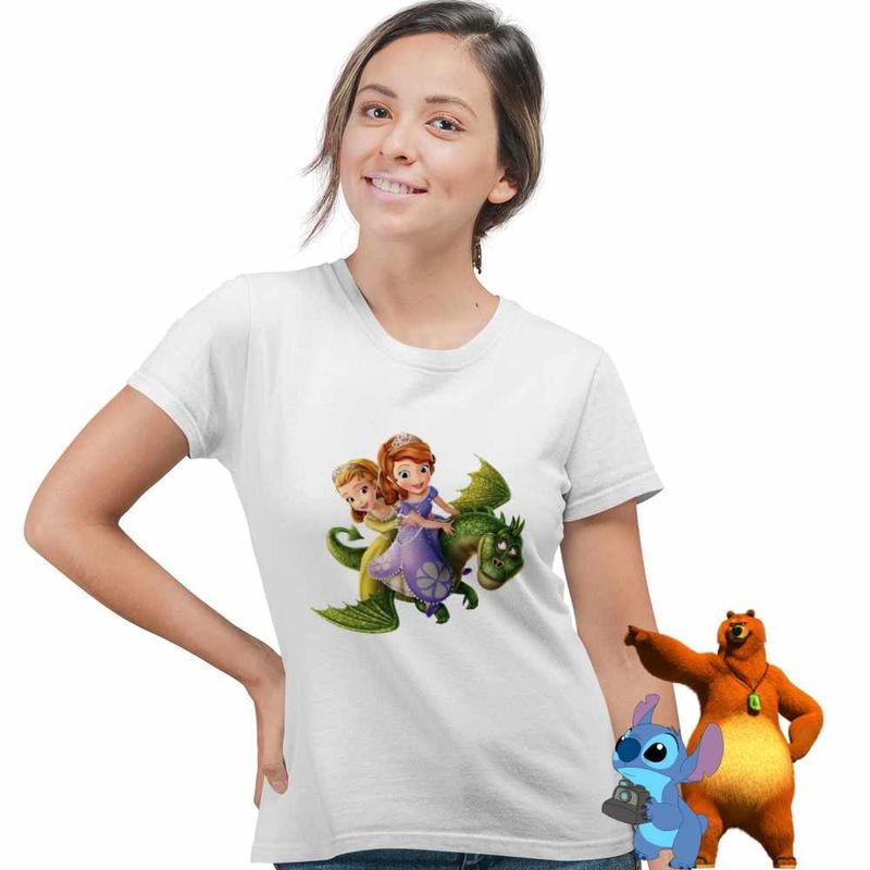 Fashion, accesorii si bijuterii - Femei - Imbracaminte femei - Tricouri si topuri femei - Tricou Femei Sofia the First Dragon Zburator, alb, marime 3XL - Infinity.ro