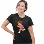Fashion, accesorii si bijuterii - Femei - Imbracaminte femei - Tricouri si topuri femei - Tricou Femei Dora Exploratoarea Ghiozdan Harta Explorer, negru, marime 3XL - Infinity.ro