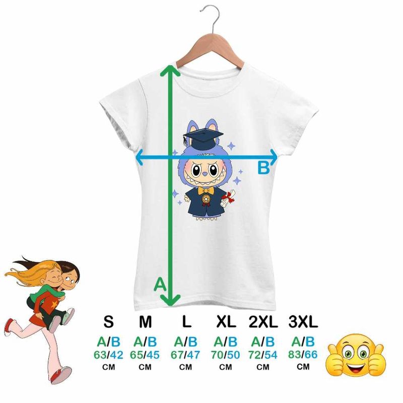 Fashion, accesorii si bijuterii - Femei - Imbracaminte femei - Tricouri si topuri femei - Tricou Femei Labubu Banchet Absolvire Graduate, alb, marime M - Infinity.ro