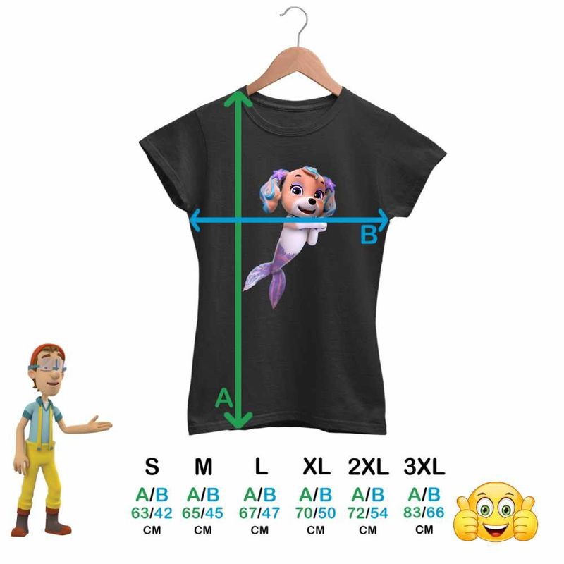 Fashion, accesorii si bijuterii - Femei - Imbracaminte femei - Tricouri si topuri femei - Tricou Femei Paw Patrol Merpups Coral Patrula Catelusilor Catei Sirena, negru, marime XL - Infinity.ro