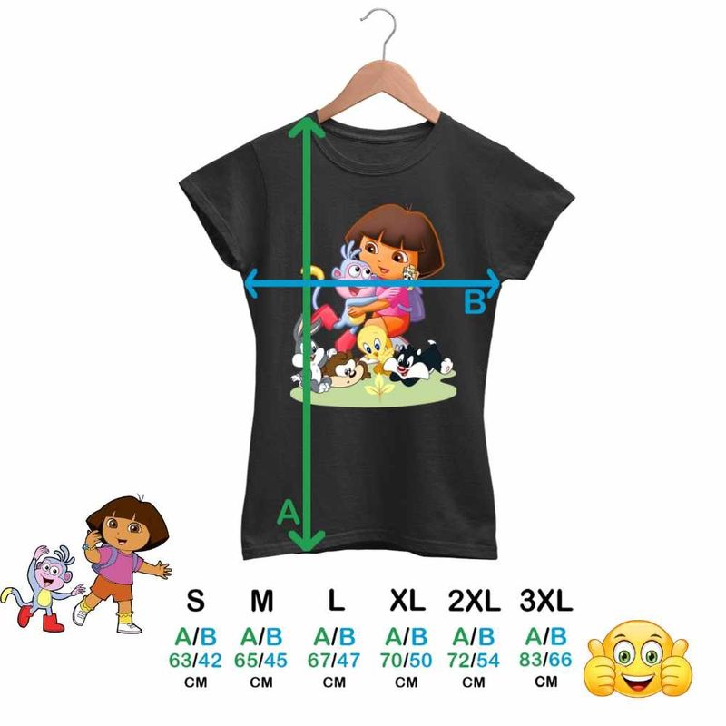 Fashion, accesorii si bijuterii - Femei - Imbracaminte femei - Tricouri si topuri femei - Tricou Femei Dora Exploratoarea Looney Tunes Taz Bugs Bunny Sylvester Tweety Baby, negru, marime 2XL - Infinity.ro