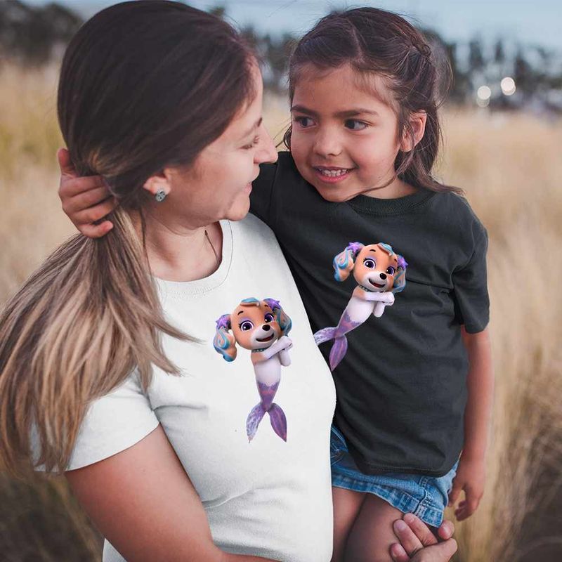 Fashion, accesorii si bijuterii - Femei - Imbracaminte femei - Tricouri si topuri femei - Tricou Femei Paw Patrol Merpups Coral Patrula Catelusilor Catei Sirena, negru, marime XL - Infinity.ro