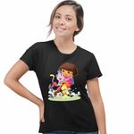 Fashion, accesorii si bijuterii - Femei - Imbracaminte femei - Tricouri si topuri femei - Tricou Femei Dora Exploratoarea Looney Tunes Taz Bugs Bunny Sylvester Tweety Baby, negru, marime 2XL - Infinity.ro